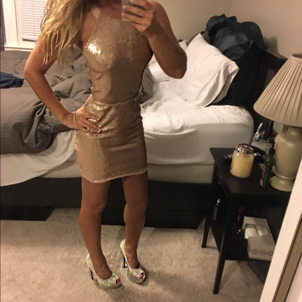 Pale Pink Champagne Sequin Dress